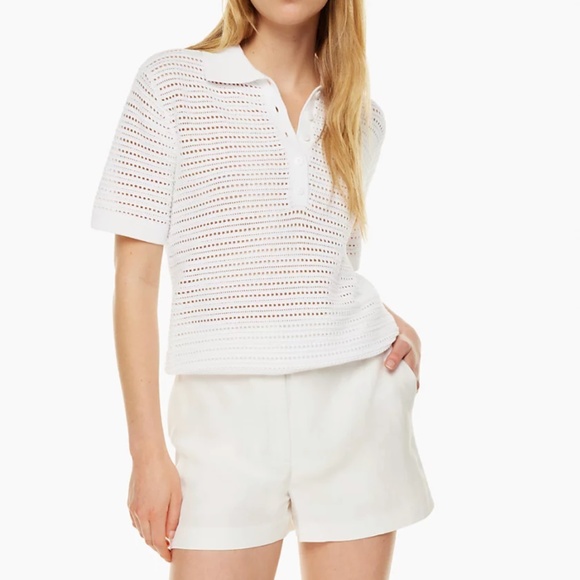 Babaton Tops - Aritzia- Babaton Crocheted Polo Tee- Shirt.